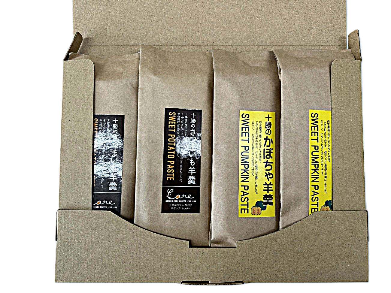 北海道十勝のさつまいも羊かん・十勝のかぼちゃ羊かん 各2本セット（882.5円/本）