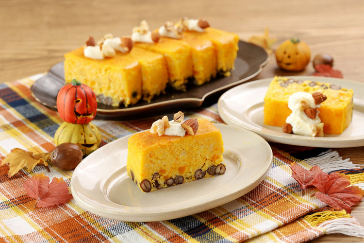 ハロウィン かぼちゃとお豆の濃厚チーズケーキ